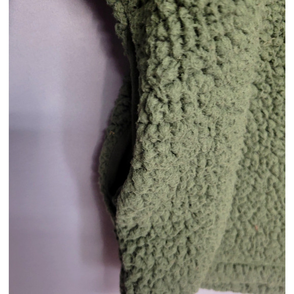Victorias Secret PINK Sherpa Hooded Pullover Womens XL Green 1/2 Zipper Pockets - Picture 4 of 11